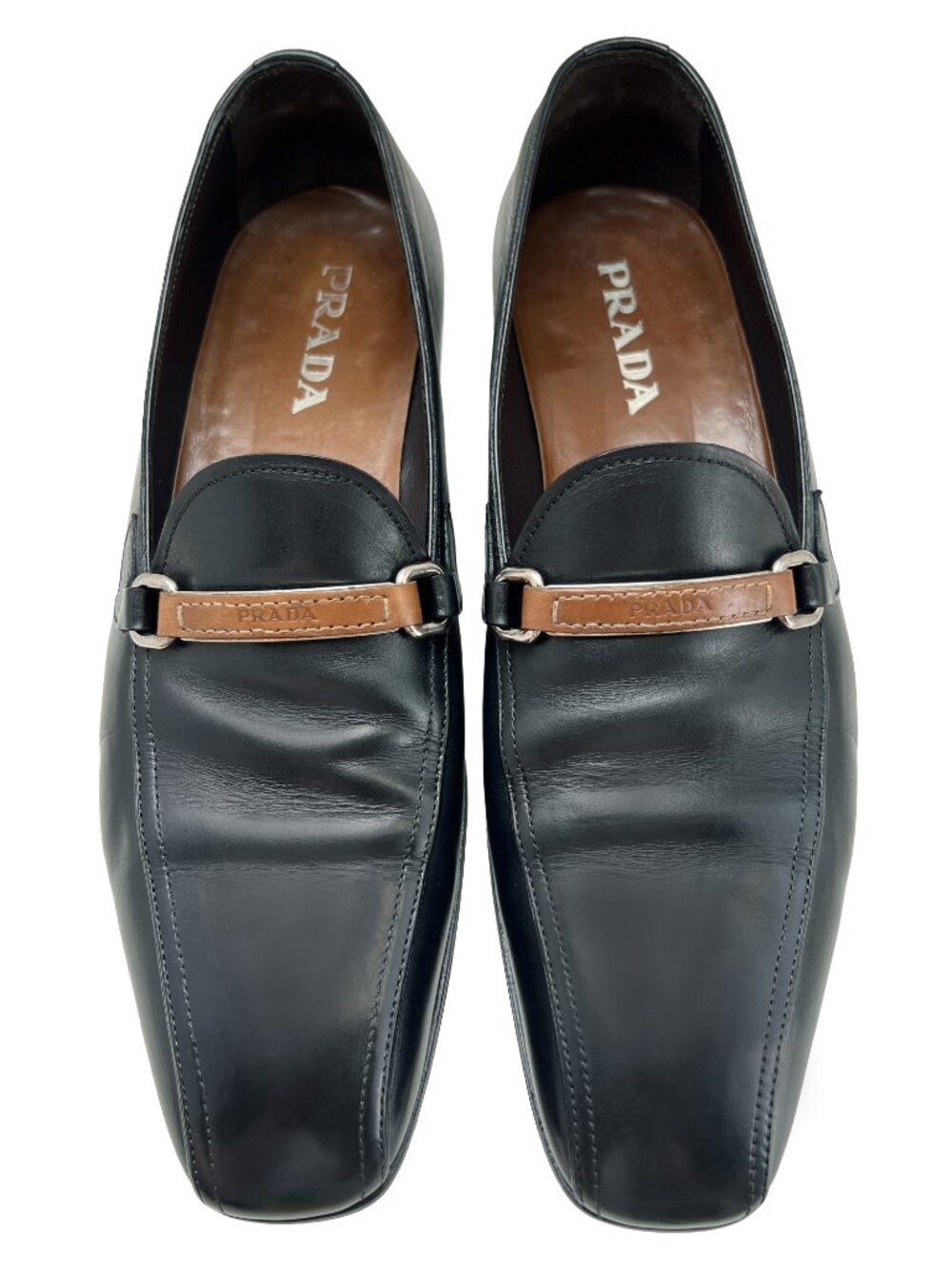 $1150 PRADA Mens Black Dress Shoes Silver Bit Loafers US 9.5 / UK 8.5 / 42.5 EU - Picture 2 of 9